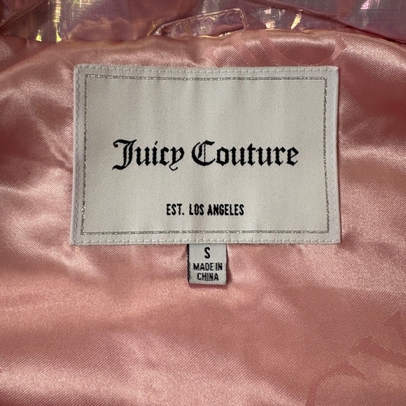 Juicy Couture Iridescent Puffer Vest Size Small NWT Holographic Pink - Picture 11 of 11